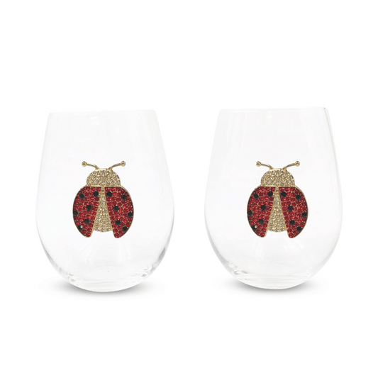 Jeweled Ladybug Wine Glass